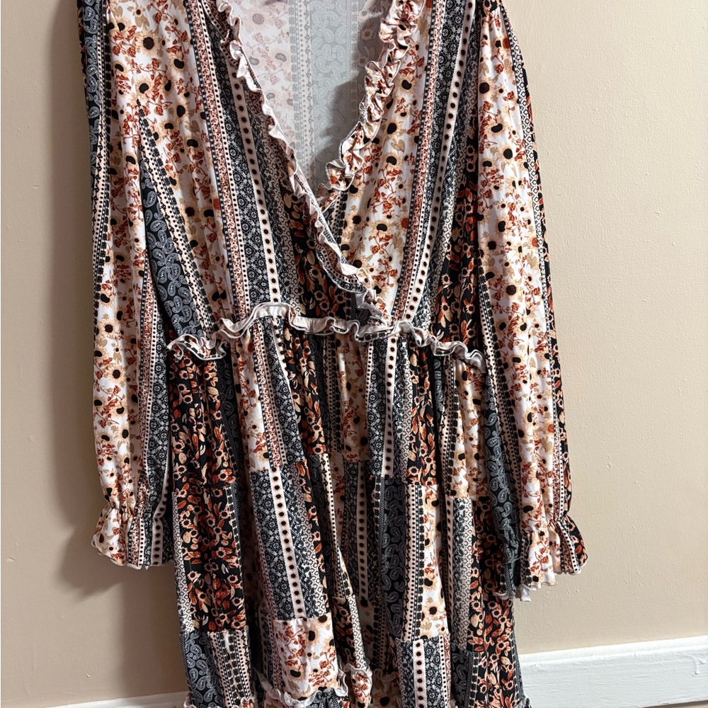 Bohemian Floral Long Sleeve Dress